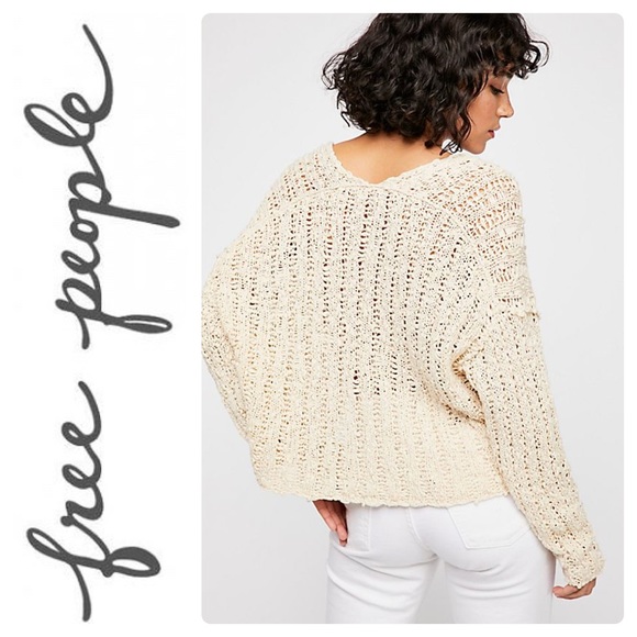 New Free People Beach Comber V-Neck Sweater - Picture 4 of 7